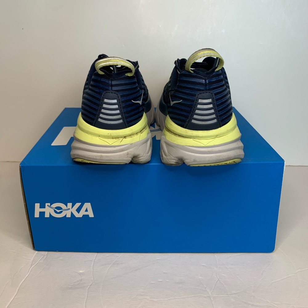 HOKA One One W Bondi 6 Mood Blue Yellow Sz 8 - Picture 3 of 8